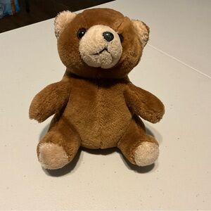 Steven Smith Brown Teddy Bear Plush Stuffed Animal Sitting Bow Tie Toy 7" Vtg